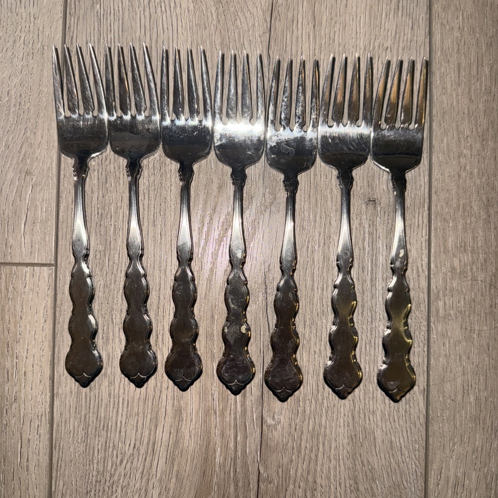 7 PCs‎ Oneida Valerie Distinction Deluxe Stainless SALAD FORKS 6 3/4"